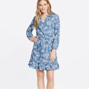 Draper James Lucinda Blue Floral Popover Dress Small